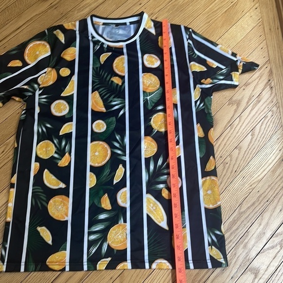 SouthPole XL Tropical Citrus Print T-Shirt – Fruit Graphic, Striped Streetwear - Picture 5 of 6